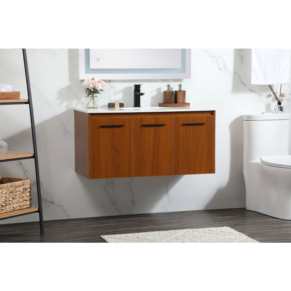 40 Inch Single Bathroom Vanity In Teak. Picture 3