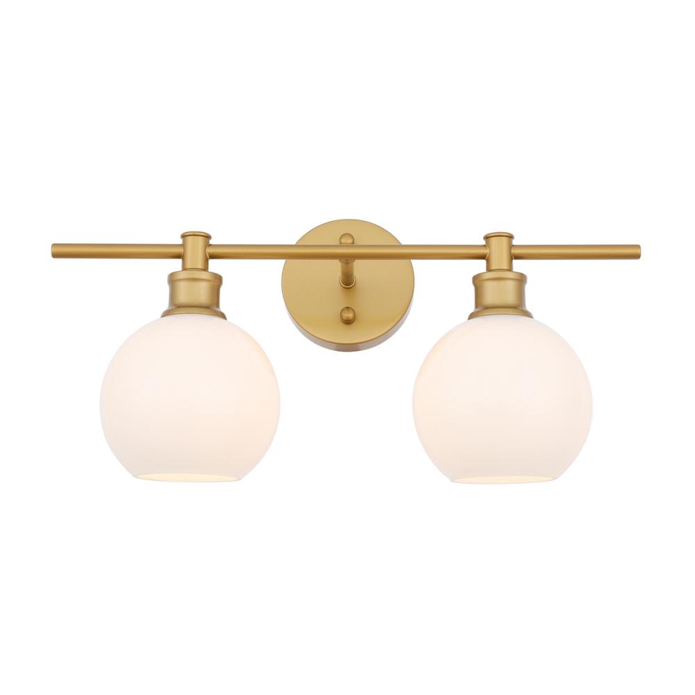 Collier 2 light Brass and Frosted white glass Wall sconce. Picture 11