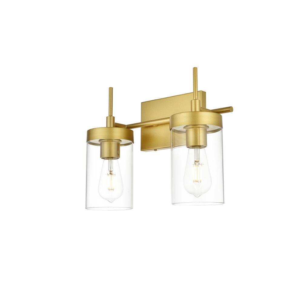 Benny 2 light Brass and Clear Bath Sconce. Picture 2