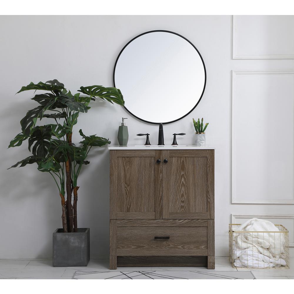 30 inch Single Bathroom Vanity in Weathered oak. Picture 4