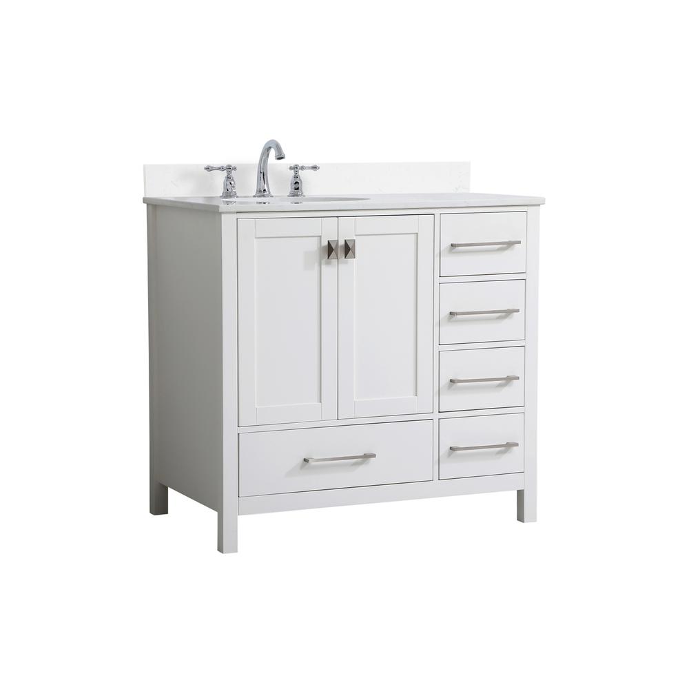 36 inch Single Bathroom Vanity in White with Backsplash. Picture 7