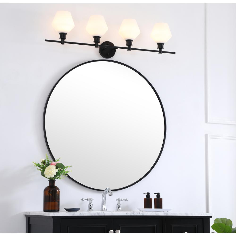 Gene 4 light Black and Frosted white glass Wall sconce. Picture 14