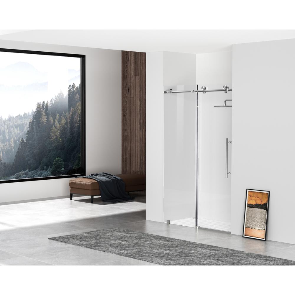 Frameless shower door 48 x 76 Brushed Nickel. Picture 2