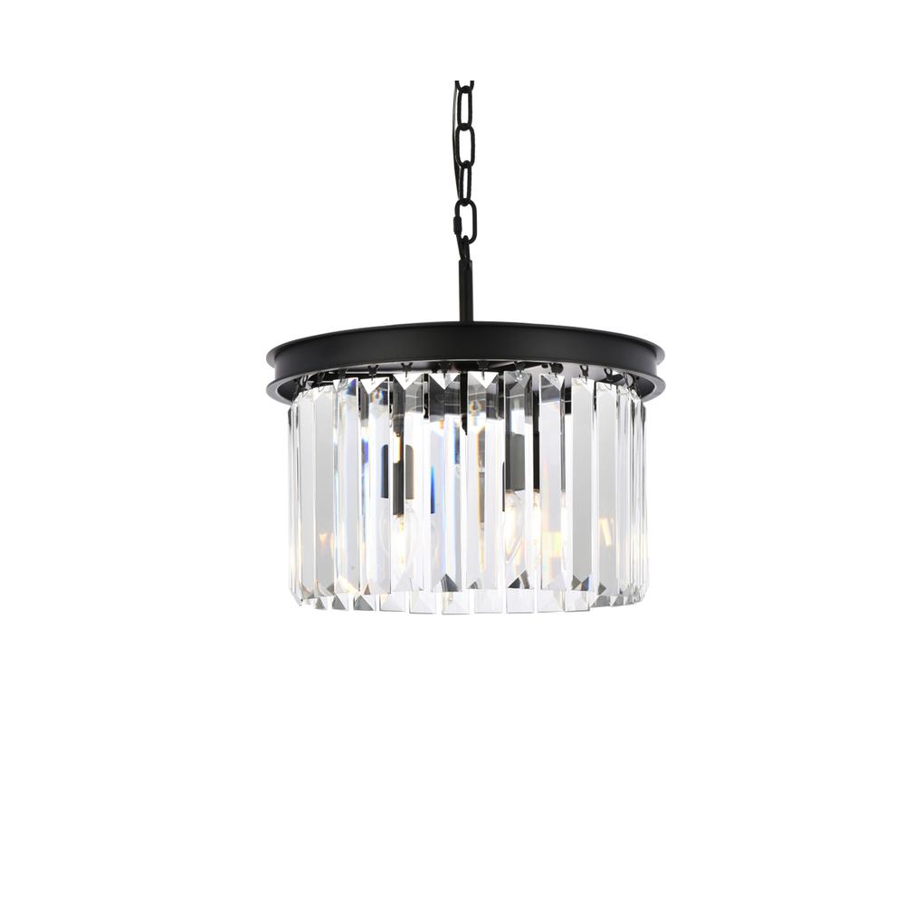 Sydney 3 light Matte Black Pendant Clear Royal Cut Crystal. Picture 2
