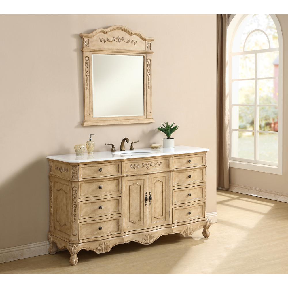 60 inch Single Bathroom vanity In Antique Beige. Picture 11