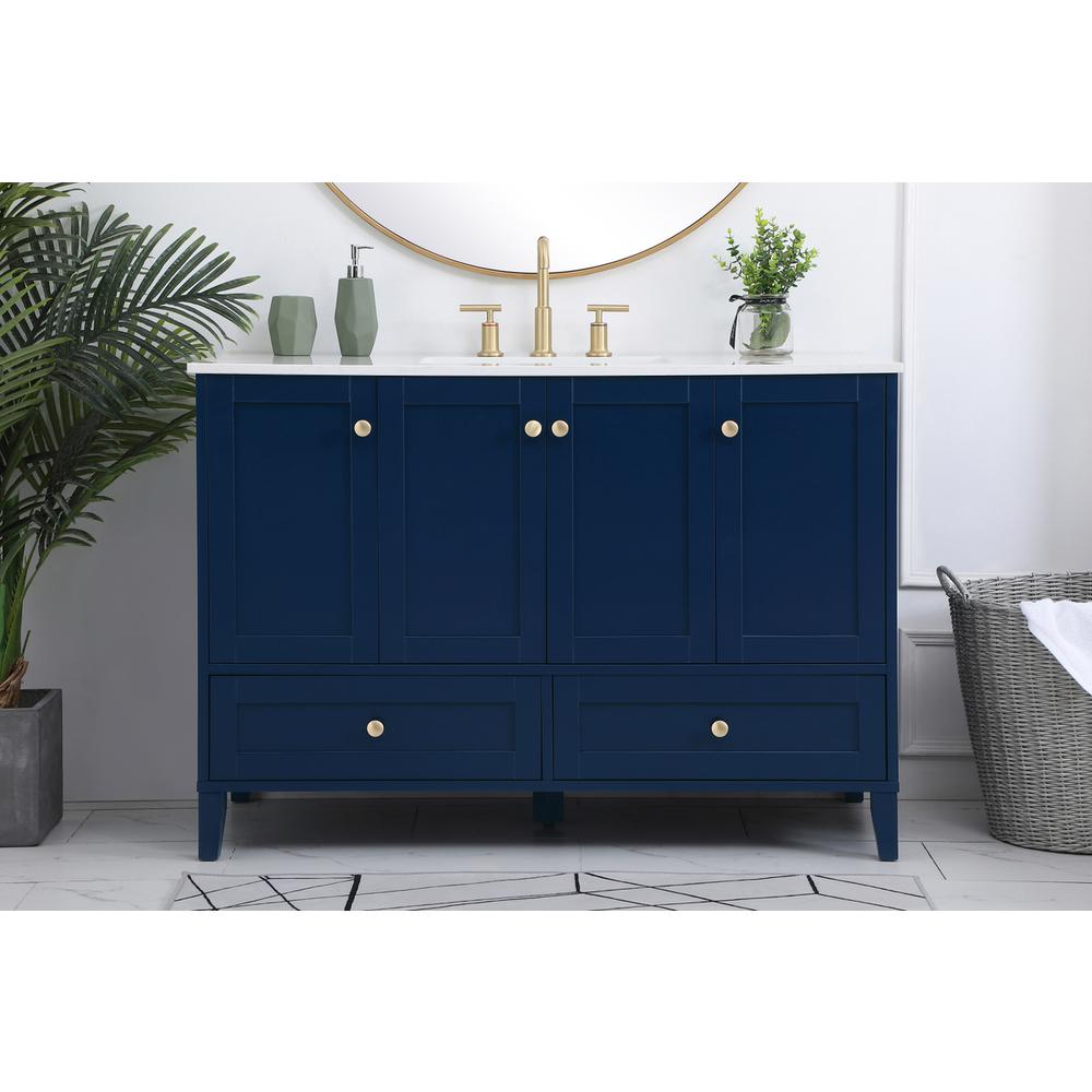 48 inch Single Bathroom Vanity in Blue. Picture 14