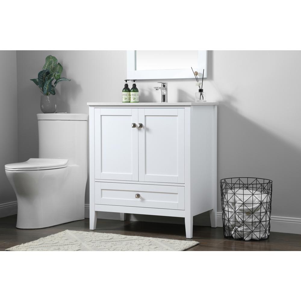 30 Inch SIngle Bathroom Vanity In White. Picture 2