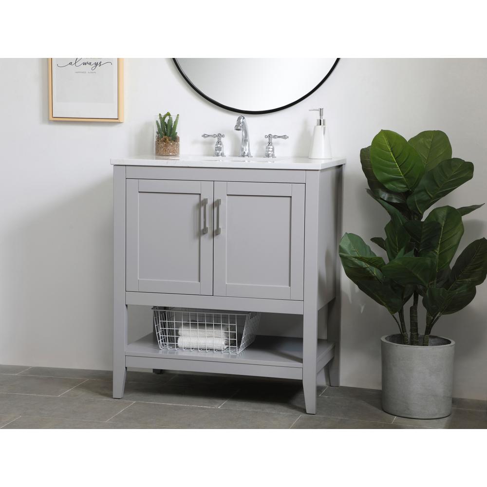 30 inch Single Bathroom Vanity in Grey. Picture 2