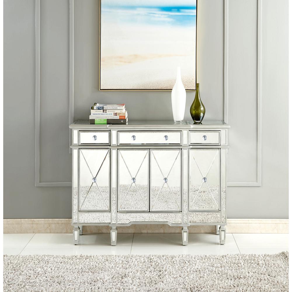 3 Drawer 4 Door Cabinet 48 .In. X 14 In. X 36 In. in silver Clear. Picture 10
