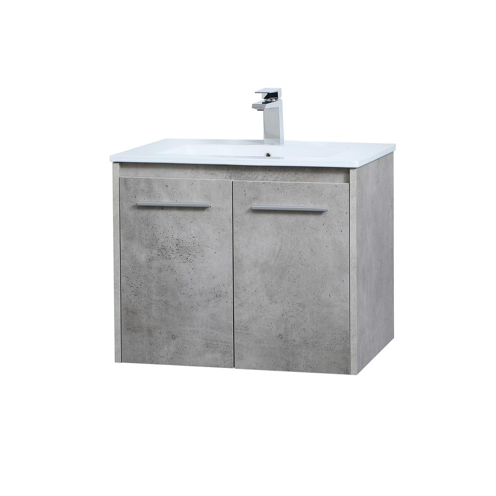 24 inch  Single Bathroom Floating Vanity in Concrete Grey. Picture 6