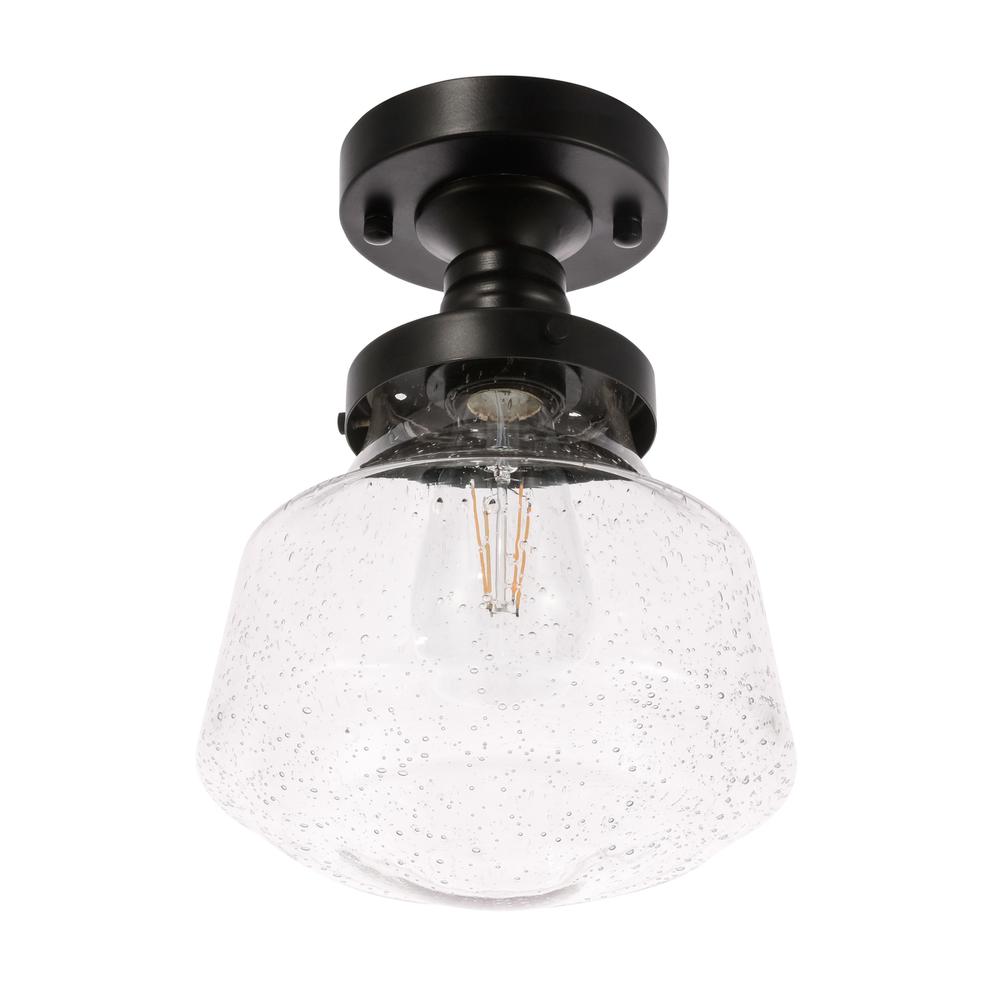 Lyle 1 light Black and Clear seeded glass Flush mount. Picture 7