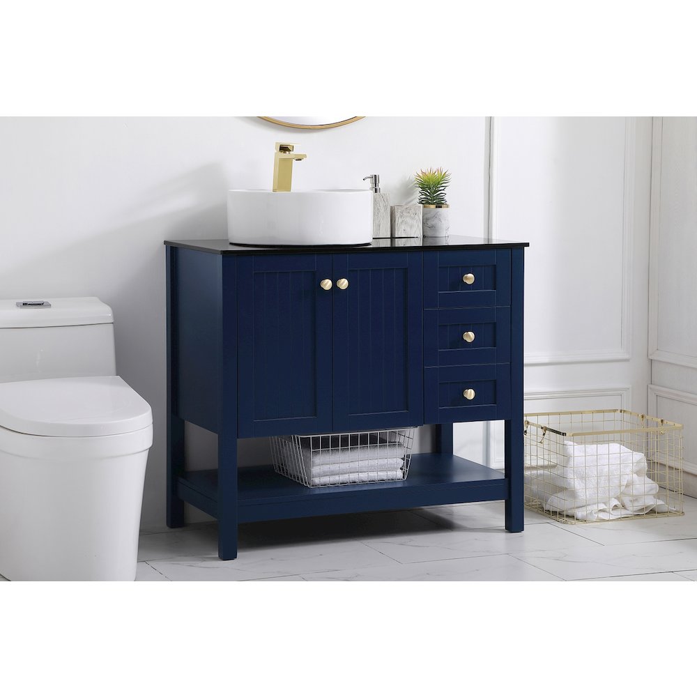36 Inch Vessel Sink Bathroom Vanity In Blue. Picture 3