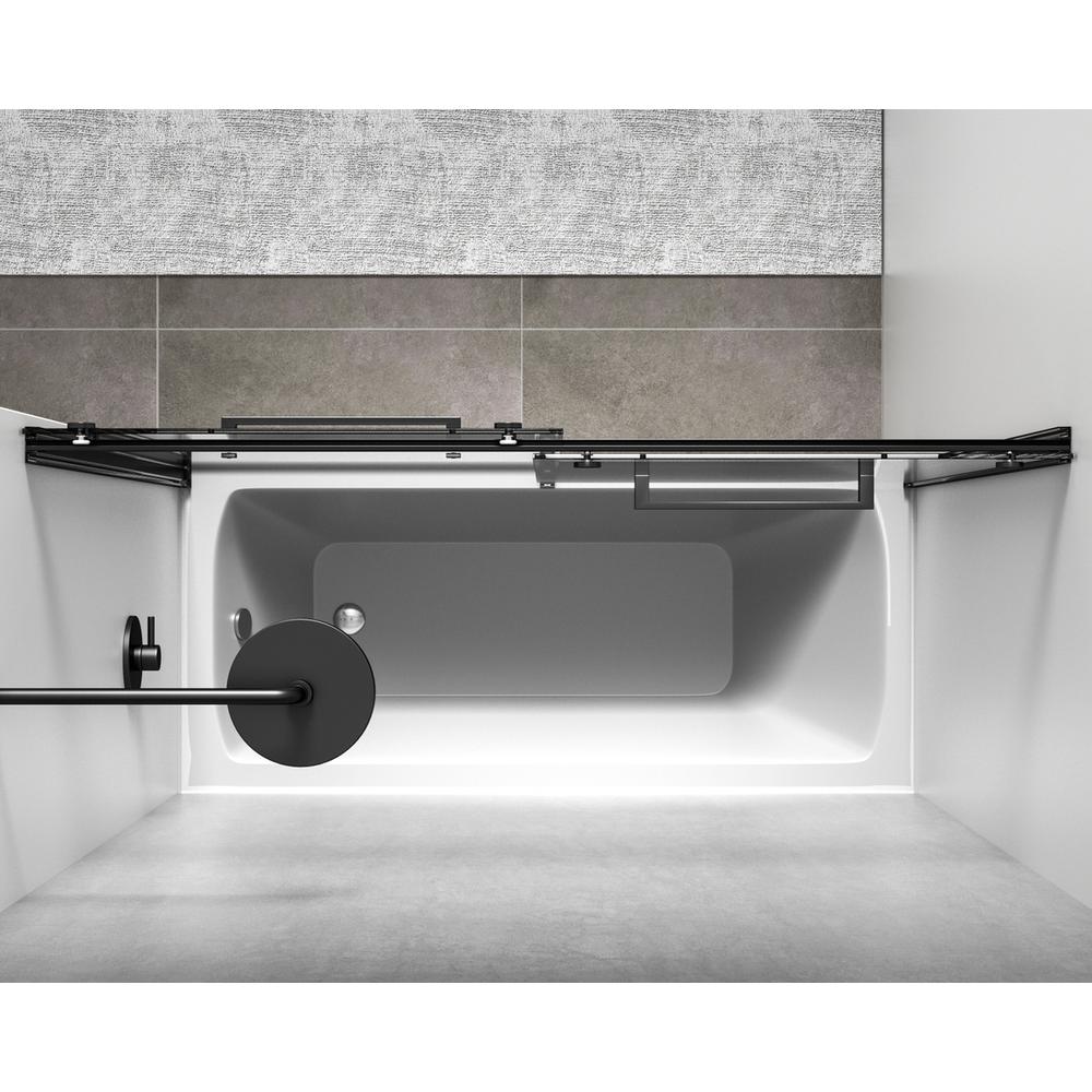 Frameless tub door 60 x 60 Matte Black. Picture 4