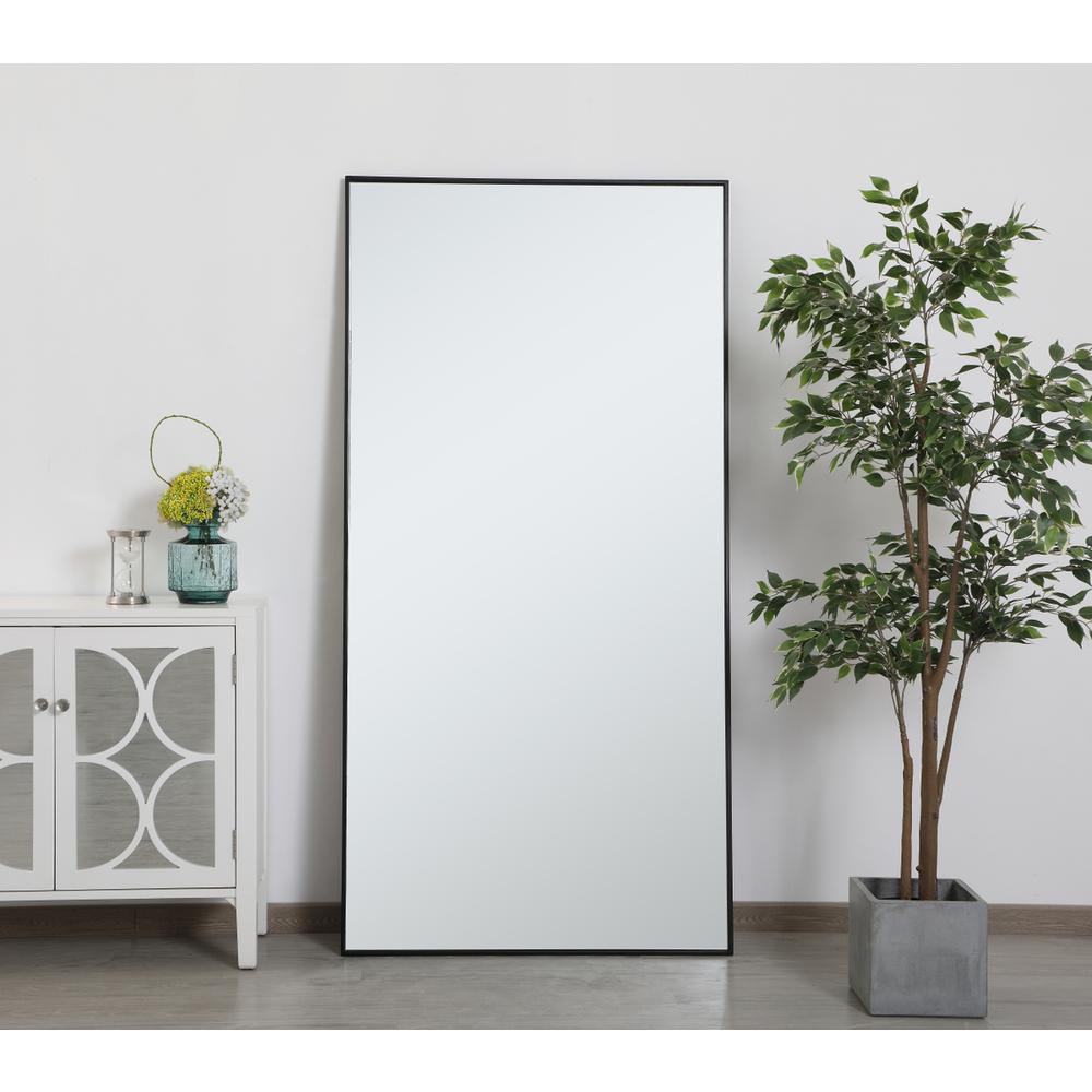 Metal frame rectangle mirror 36 inch in Black. Picture 12
