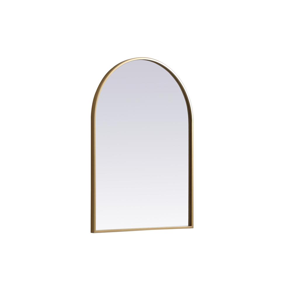 Metal Frame Arch Mirror 22x30 Inch in Brass. Picture 7