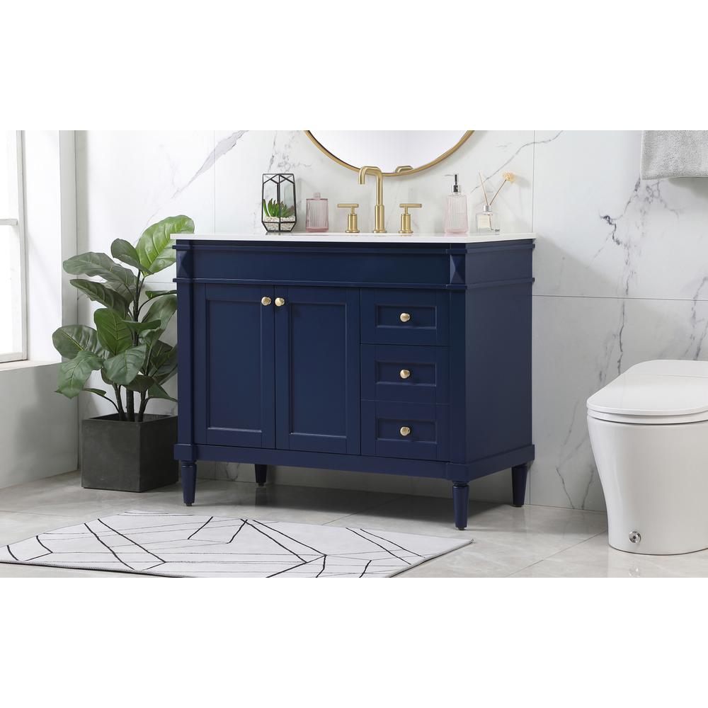 42 inch Single bathroom vanity in blue. Picture 2