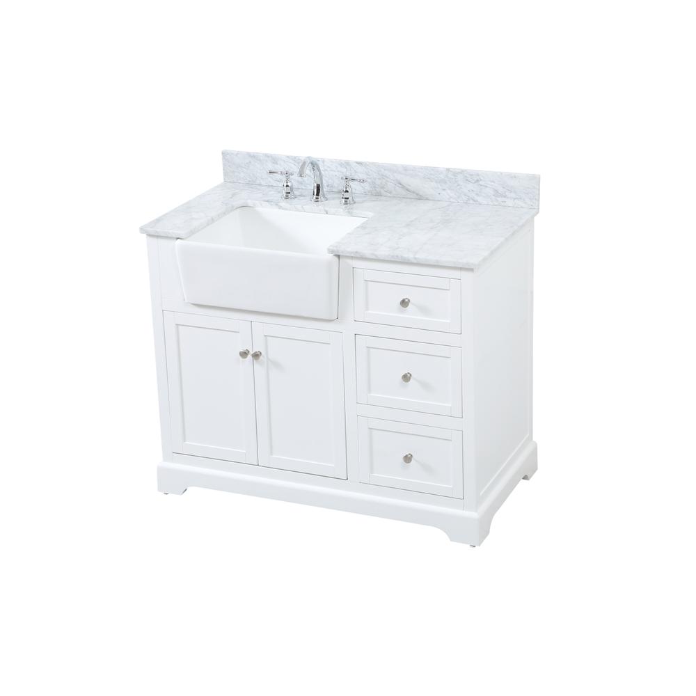 42 inch Single bathroom vanity in white with backsplash. Picture 8