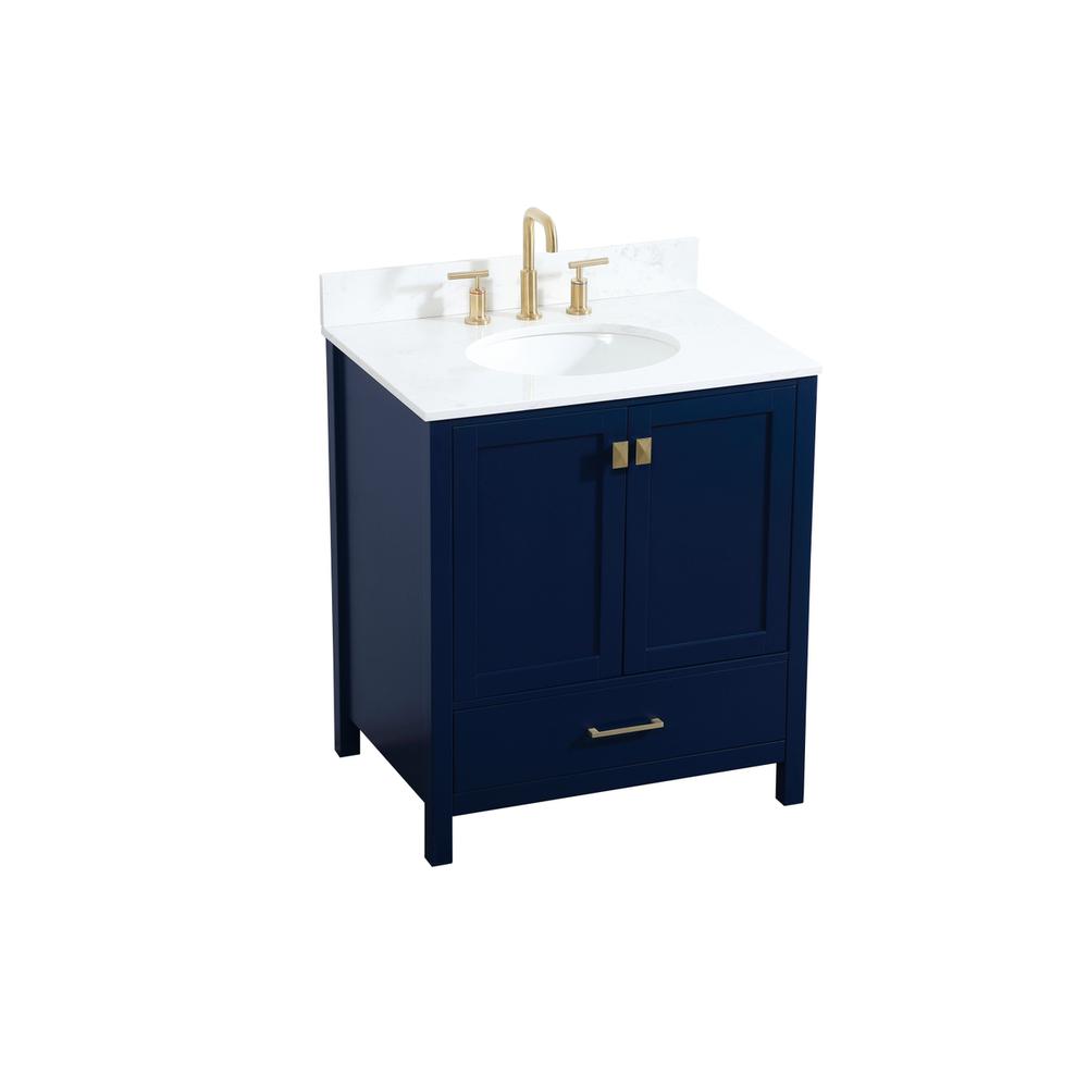 30 inch Single bathroom vanity in blue with backsplash. Picture 8