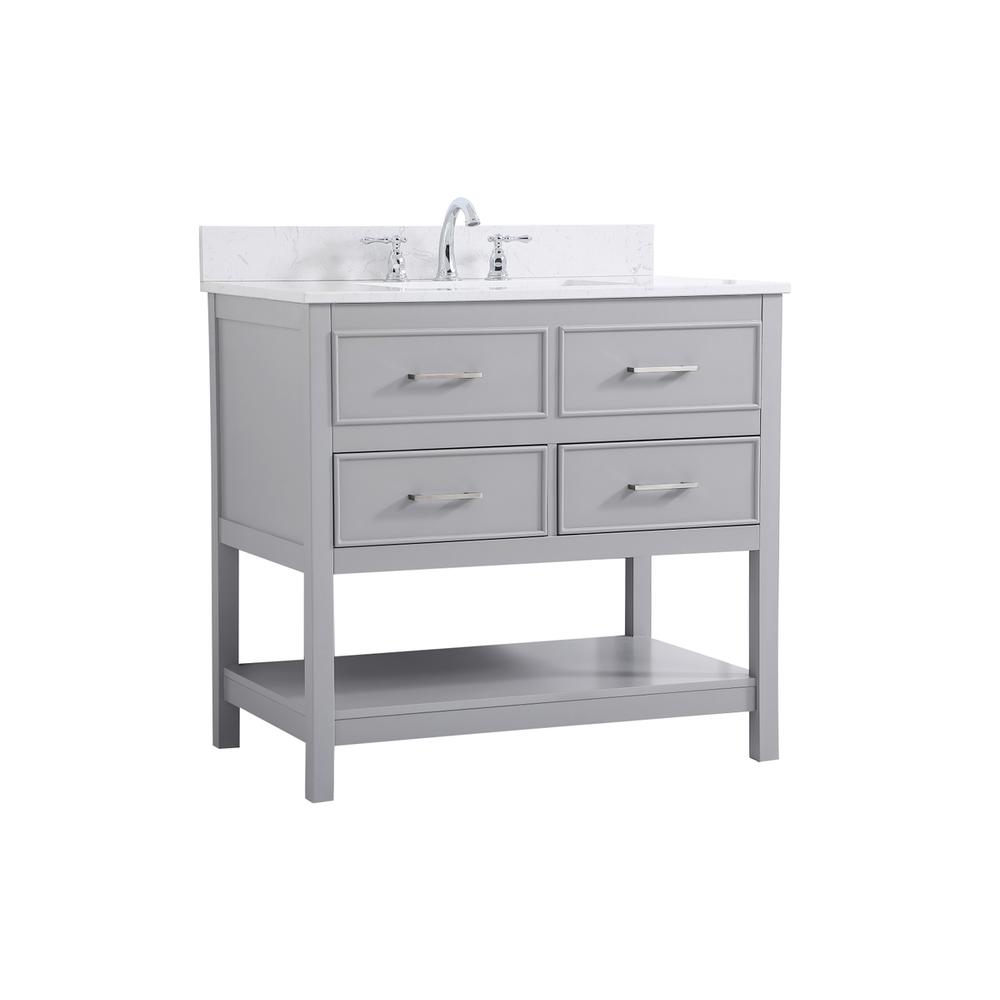 36 inch Single bathroom vanity in gray with backsplash. Picture 7