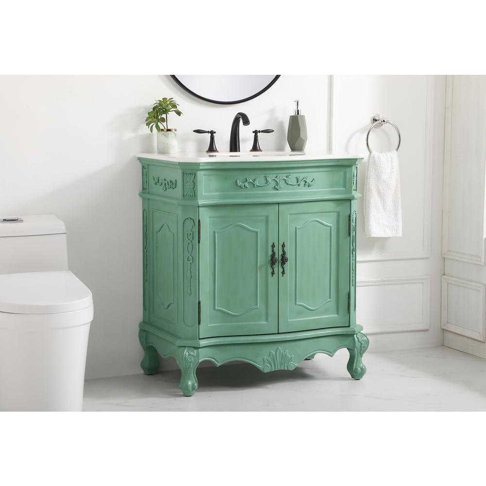 32 inch Single Bathroom vanity in vintage mint. Picture 2
