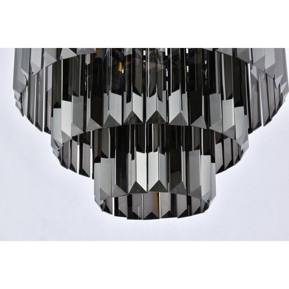 Sydney 9 light Matte Black Chandelier Silver Shade (Grey) Royal Cut Crystal. Picture 3