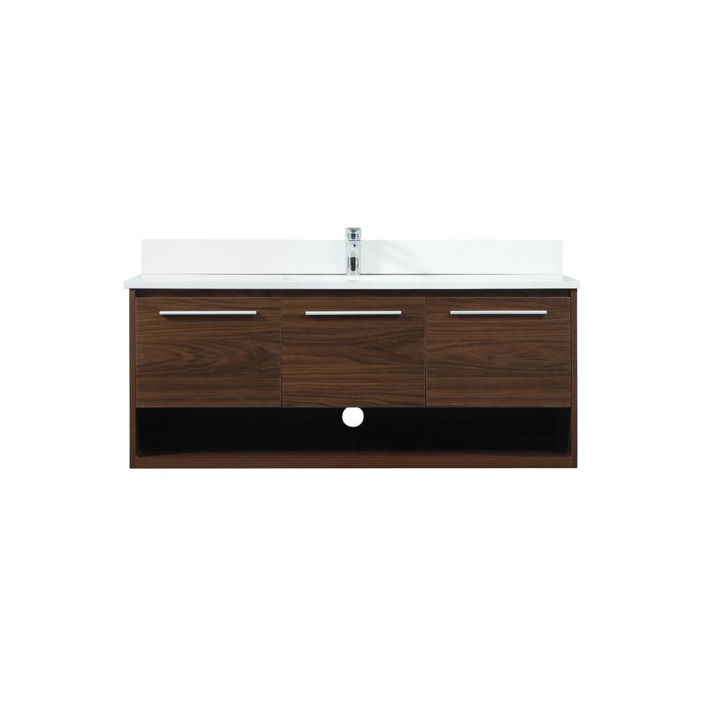 48 inch Single bathroom vanity in walnut with backsplash. Picture 1