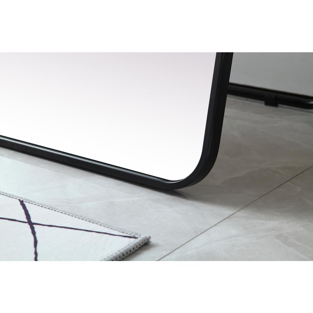 Soft Corner Metal Rectangle Full Length Mirror 30x60 Inch in Black. Picture 5