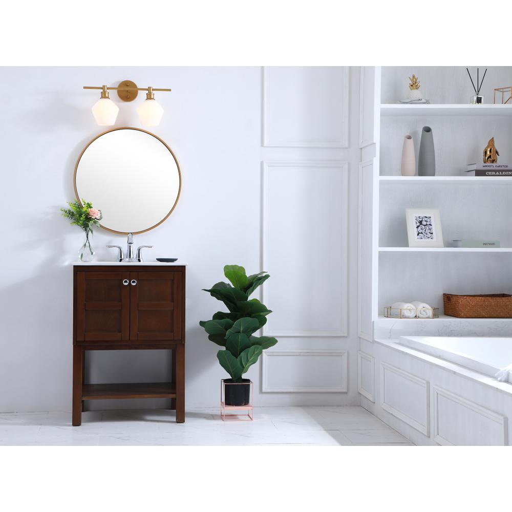 Gene 2 light Brass and Frosted white glass Wall sconce. Picture 14