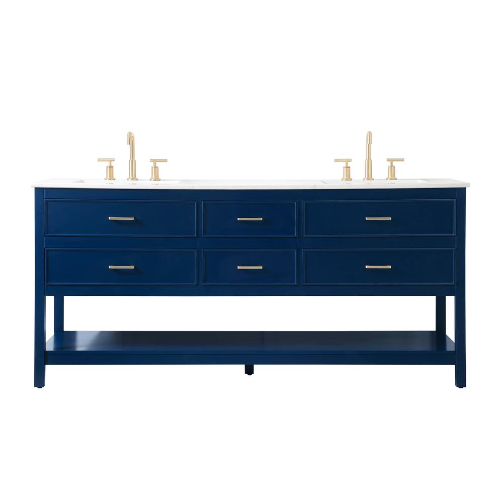72 inch double bathroom vanity in blue. Picture 1