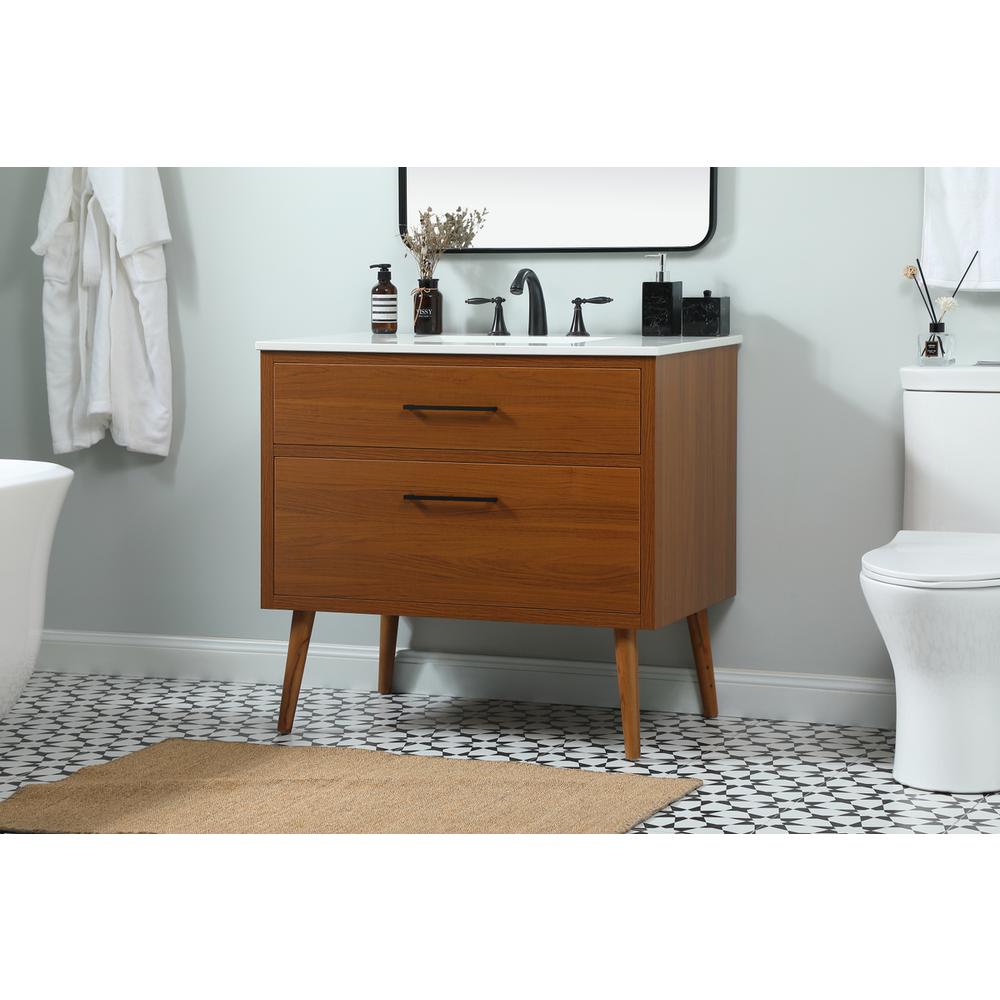 36 inch Single bathroom vanity in teak. Picture 2
