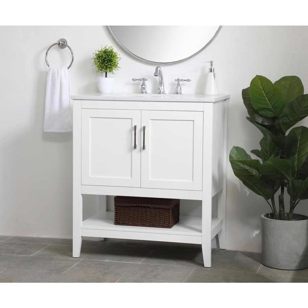 30 inch Single Bathroom Vanity in White. Picture 2