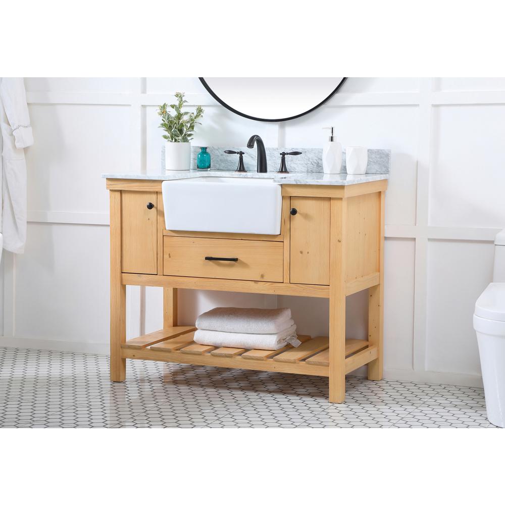 42 inch Single bathroom vanity in natural wood with backsplash. Picture 2