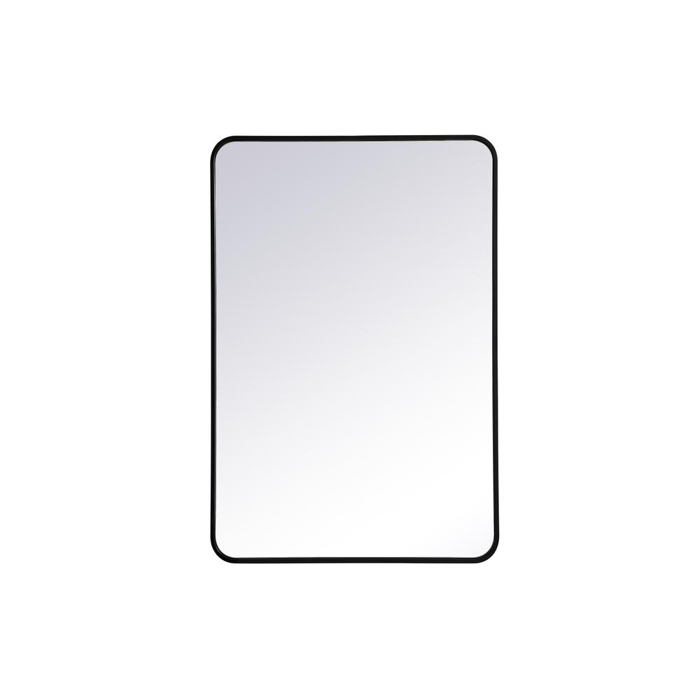 Soft corner metal rectangular mirror 27x40 inch in Black. Picture 6
