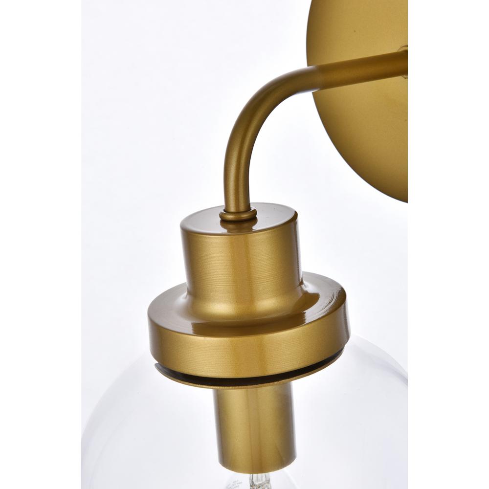 Hanson 1 light bath sconce in brass with clear shade. Picture 4