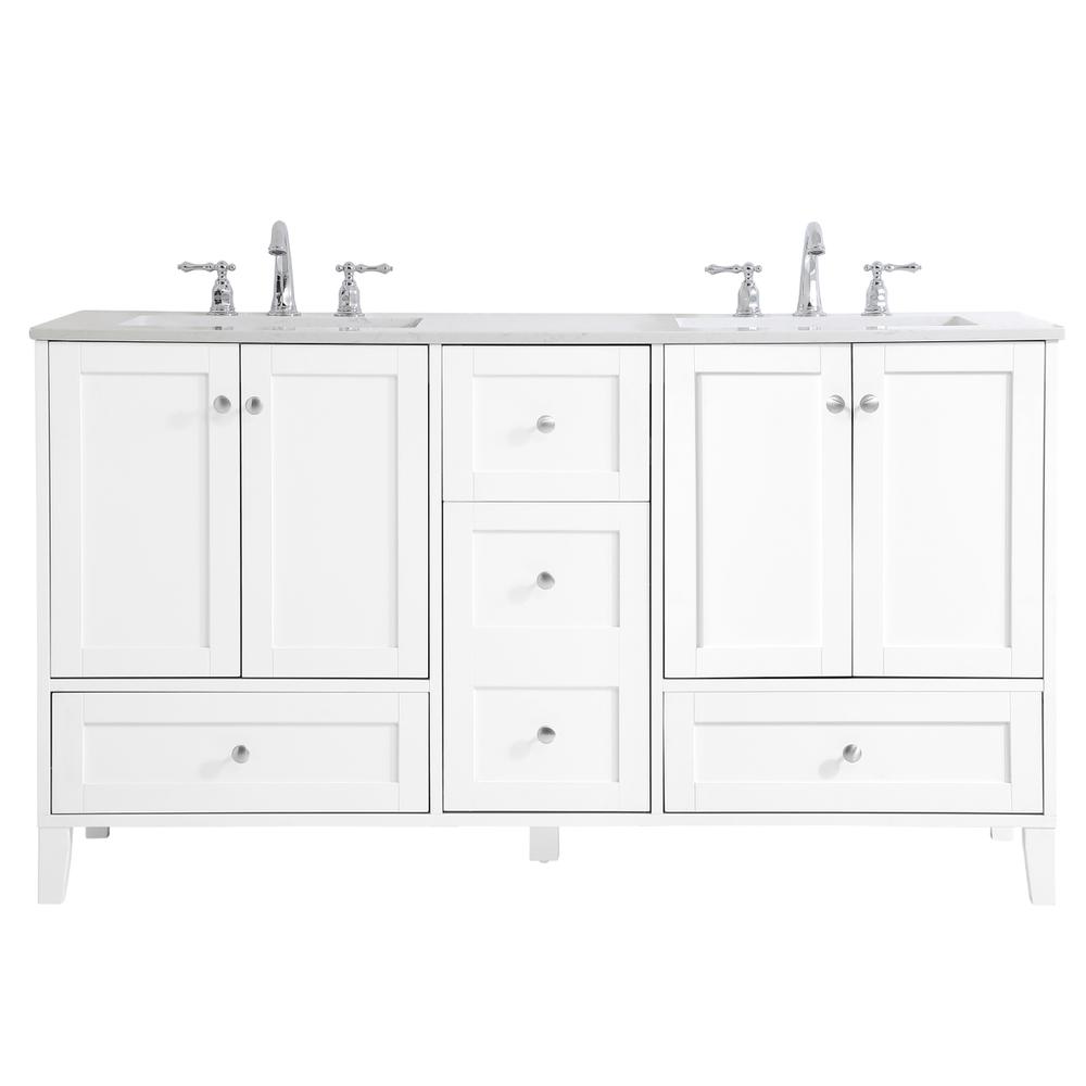 60 inch Double Bathroom Vanity in White. Picture 1