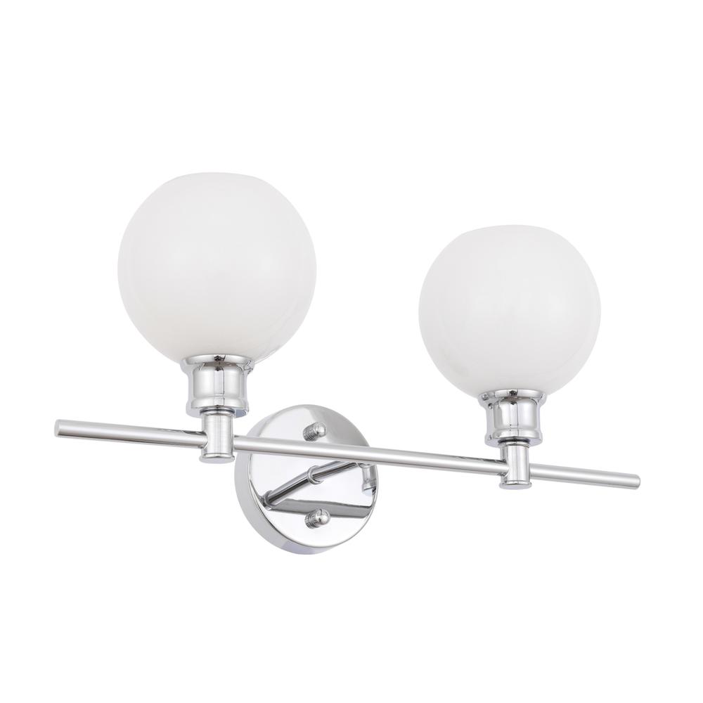 Collier 2 light Chrome and Frosted white glass Wall sconce. Picture 6