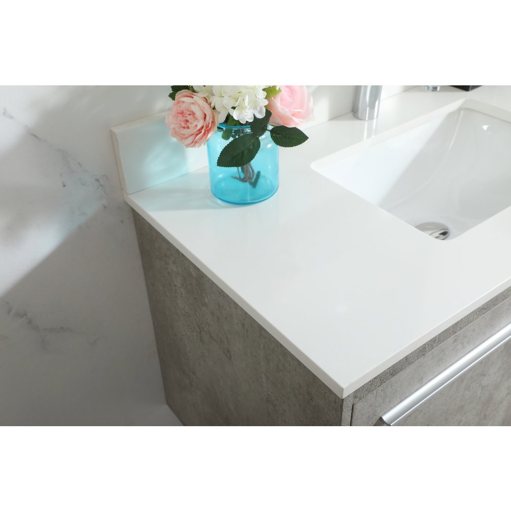 36 Inch Single Bathroom Vanity In Concrete Grey With Backsplash. Picture 6