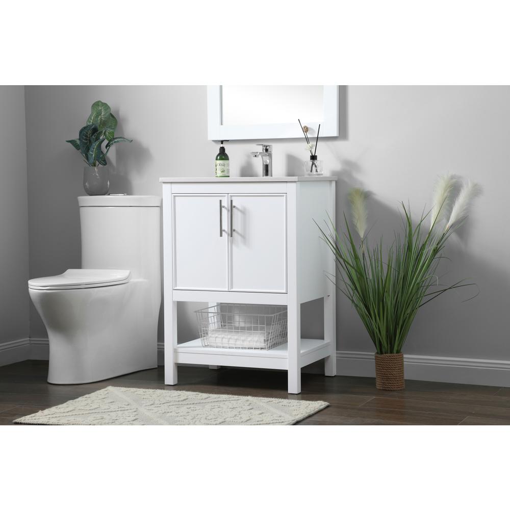 24 Inch SIngle Bathroom Vanity In White. Picture 2