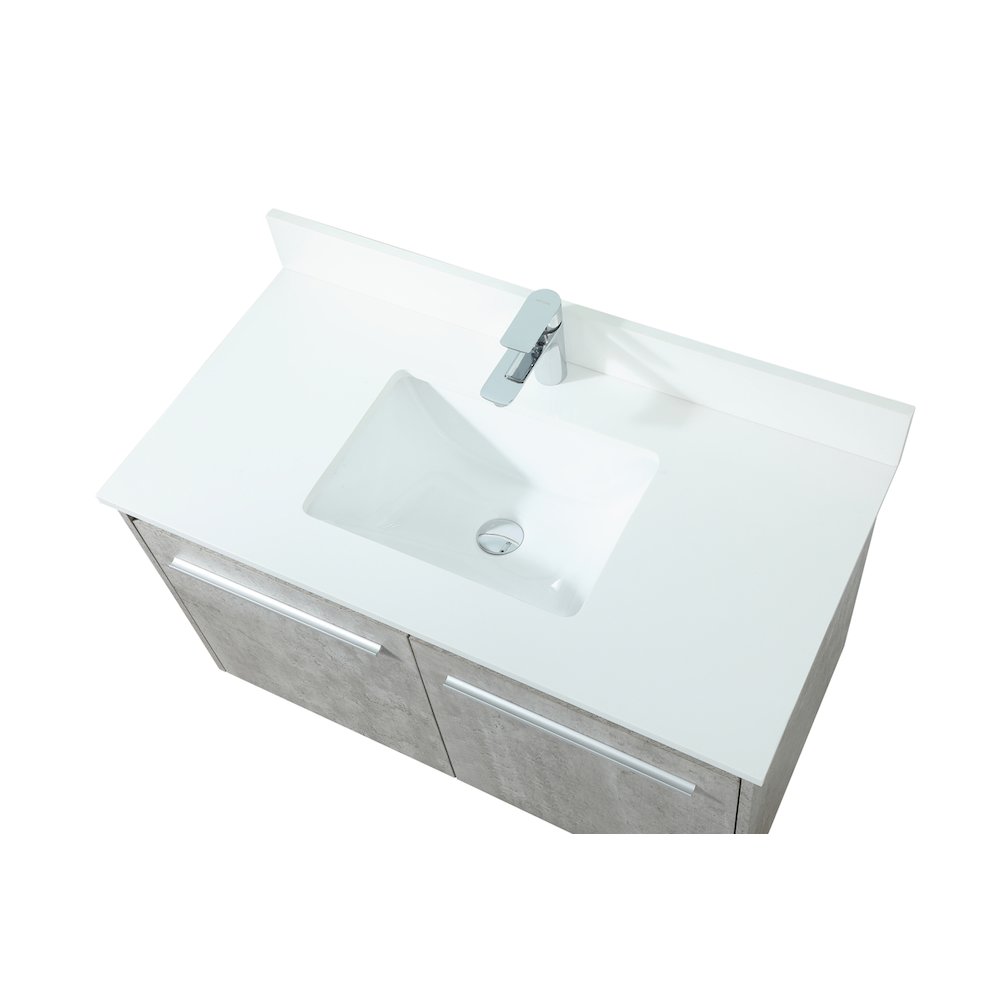36 Inch Single Bathroom Vanity In Concrete Grey With Backsplash. Picture 11