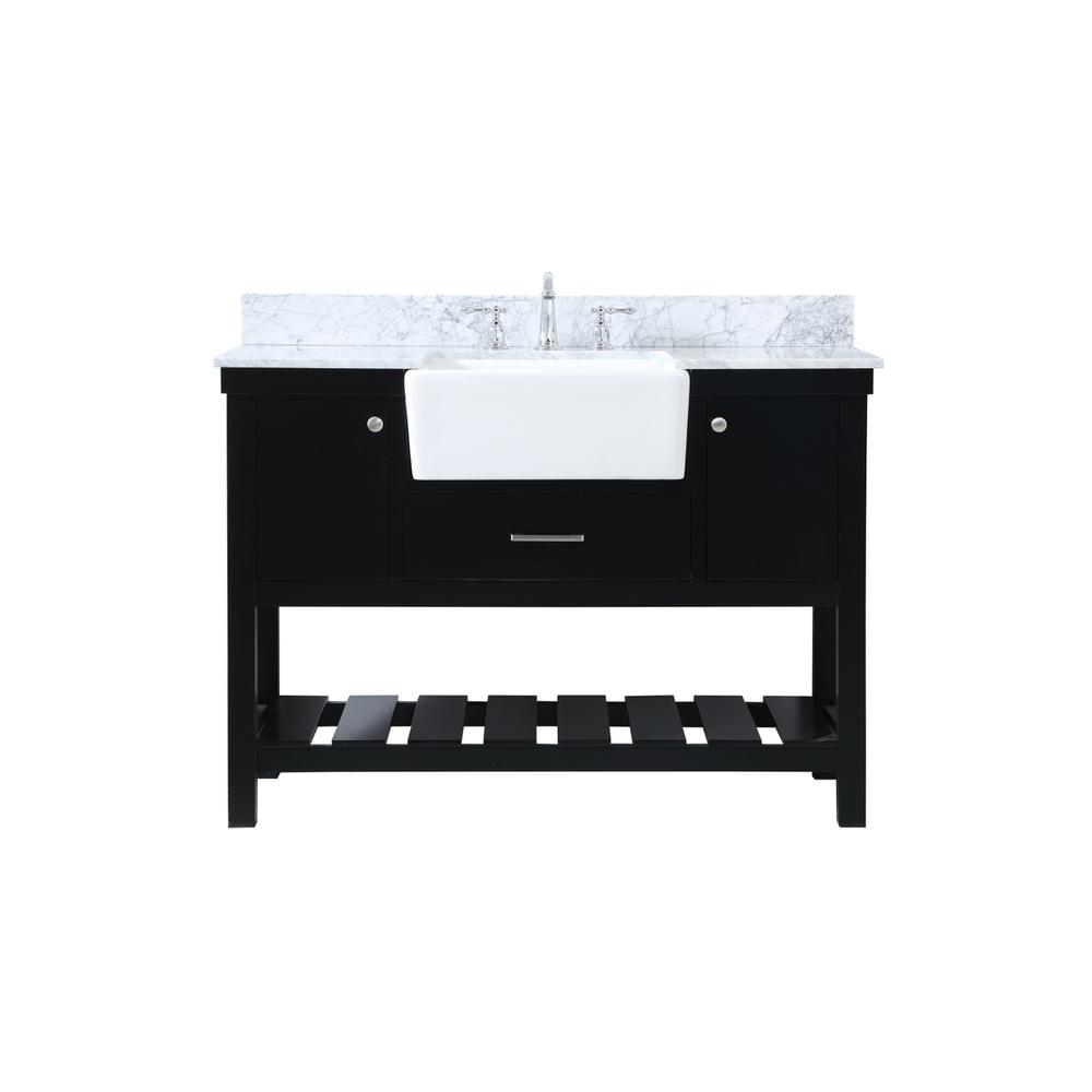 48 inch Single bathroom vanity in black with backsplash. Picture 1