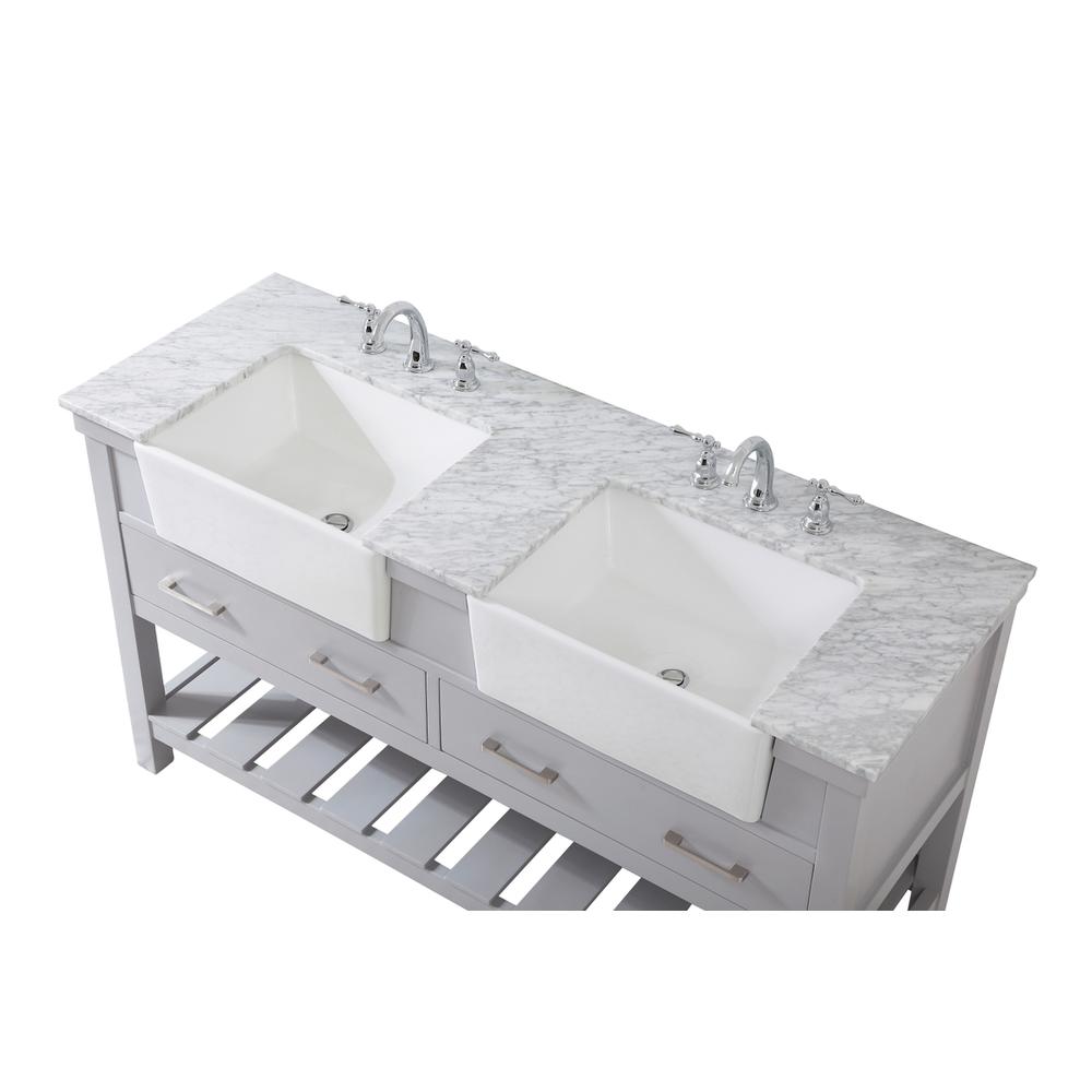 60 inch double bathroom vanity in grey. Picture 10