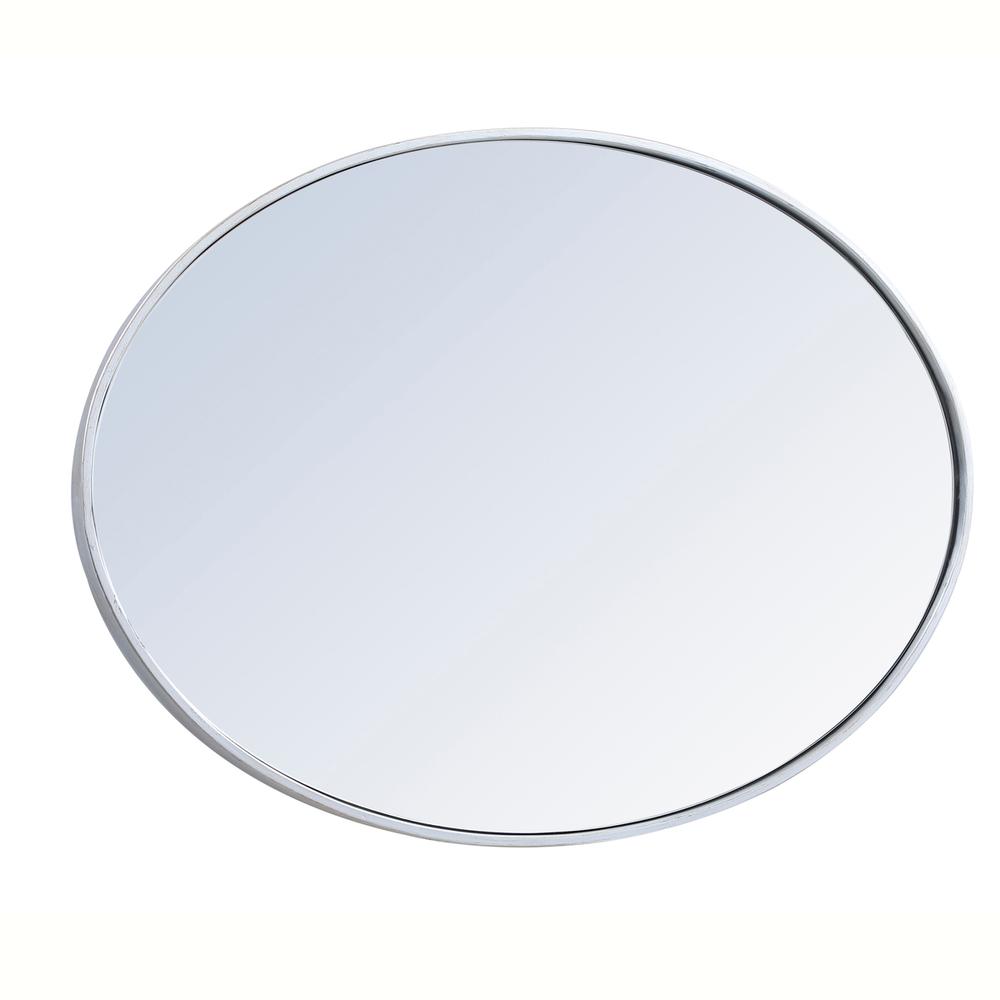 Metal frame oval mirror 34 inch in silver. Picture 9