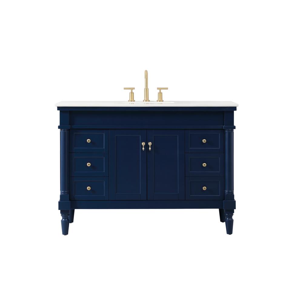 48 inch Single bathroom vanity in blue. Picture 1