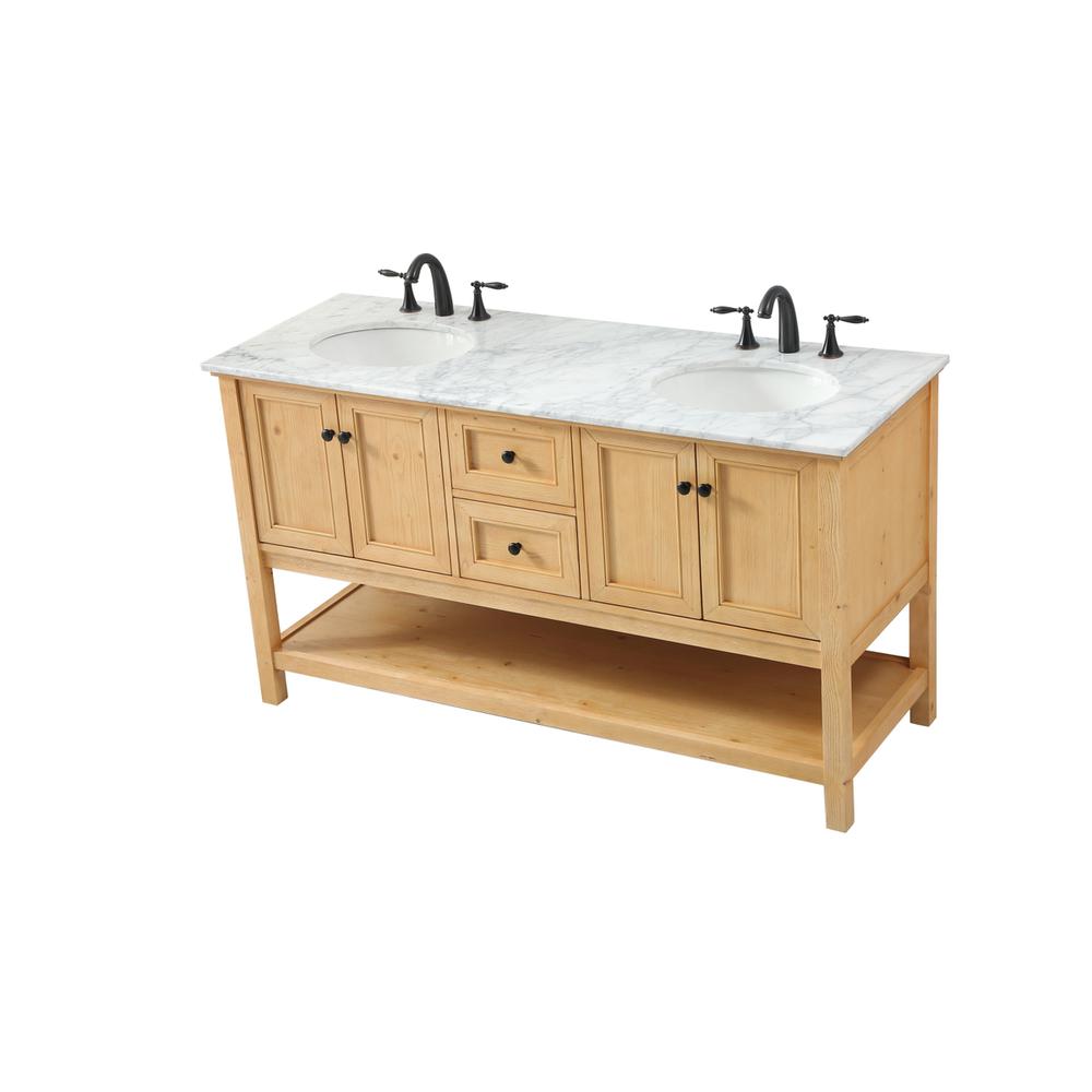 60 inch double bathroom vanity in natural wood. Picture 8