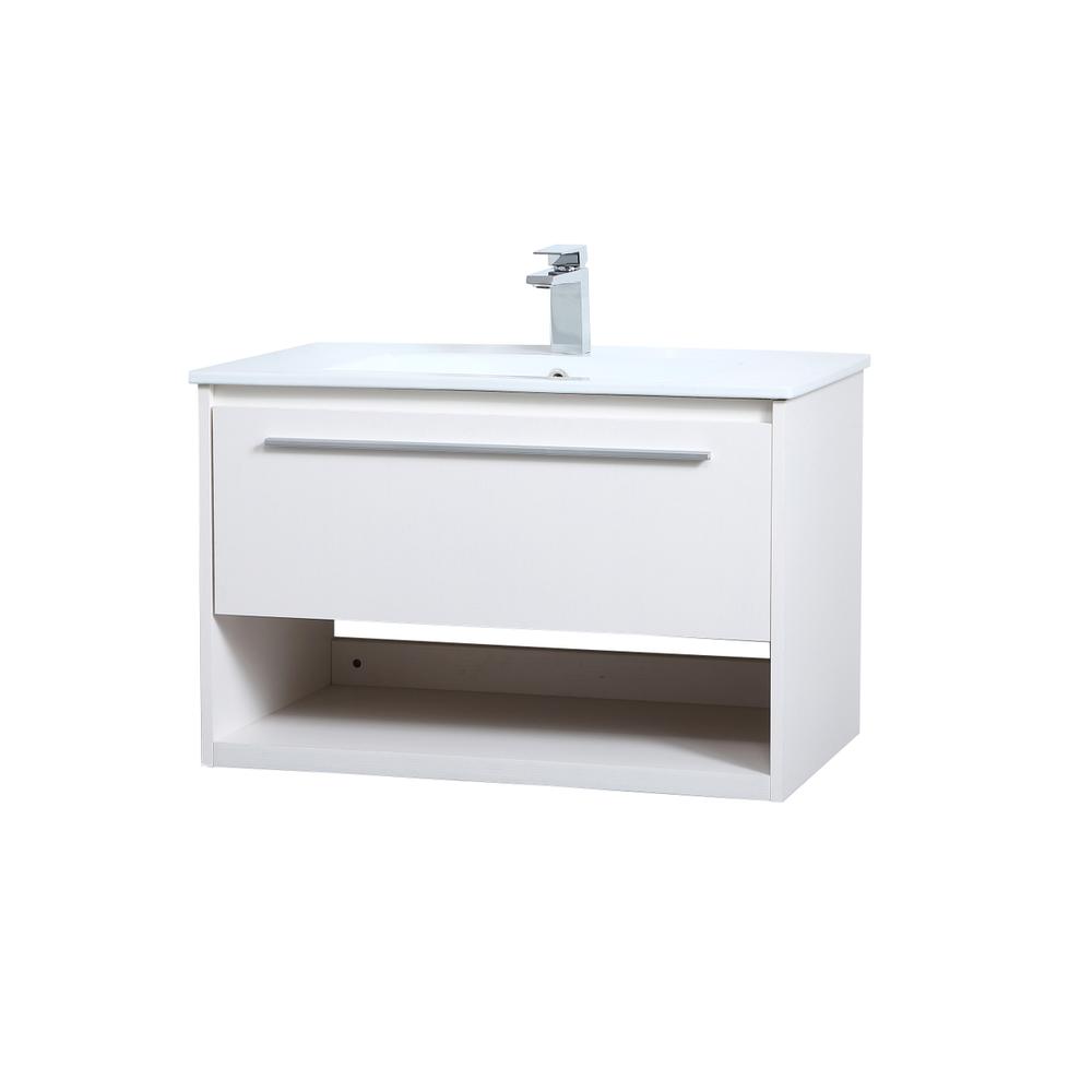 30 inch  Single Bathroom Floating Vanity in White. Picture 6