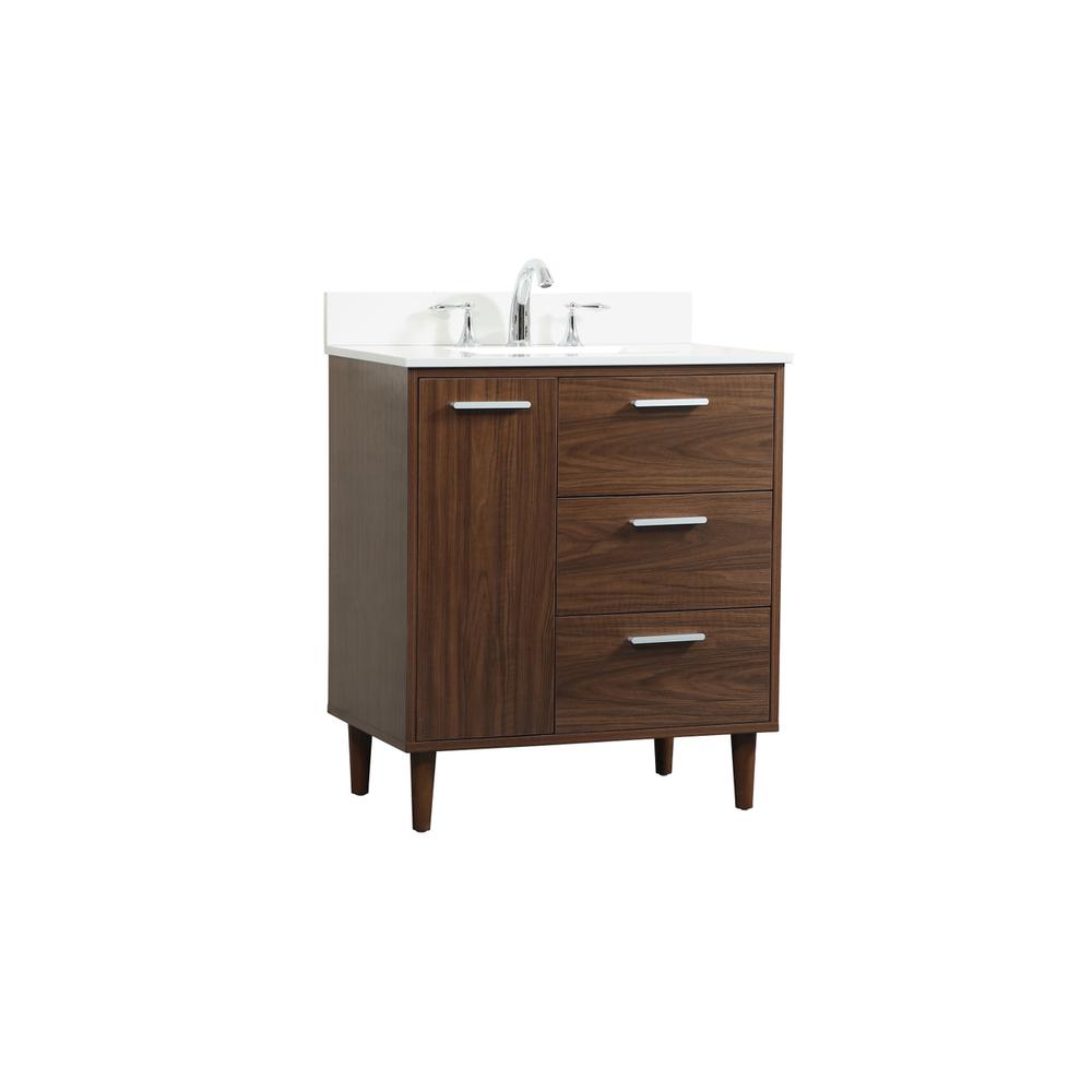 30 inch bathroom vanity in Walnut with backsplash. Picture 7
