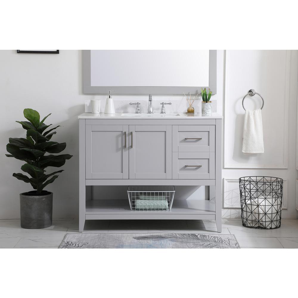 42 inch Single Bathroom Vanity in Grey with Backsplash. Picture 14