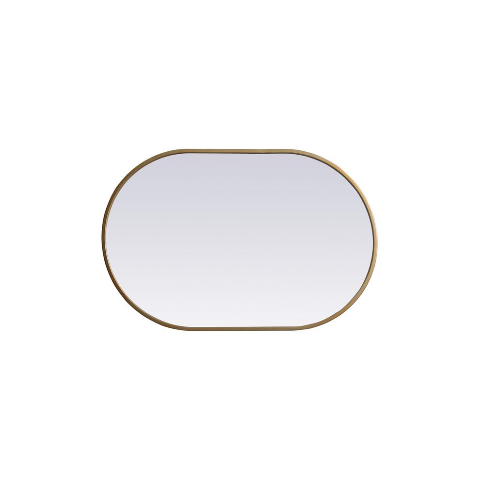 Metal Frame Oval Mirror 20x30 Inch in Brass. Picture 8