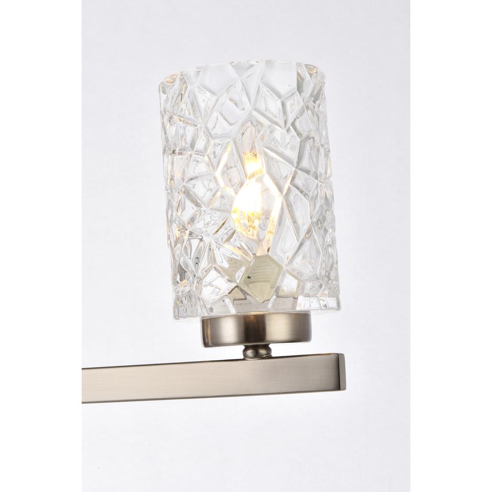 Cassie 3 lights bath sconce in satin nickel with clear shade. Picture 5