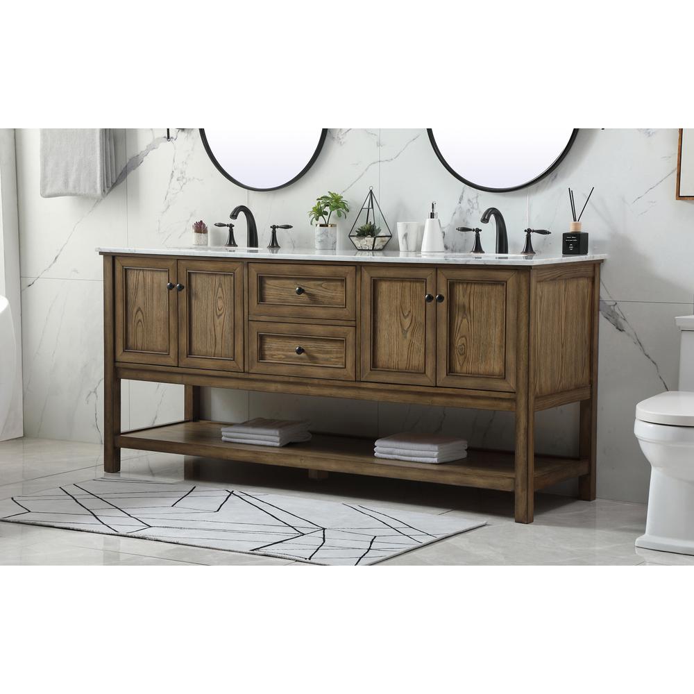 72 inch double bathroom vanity in driftwood. Picture 2